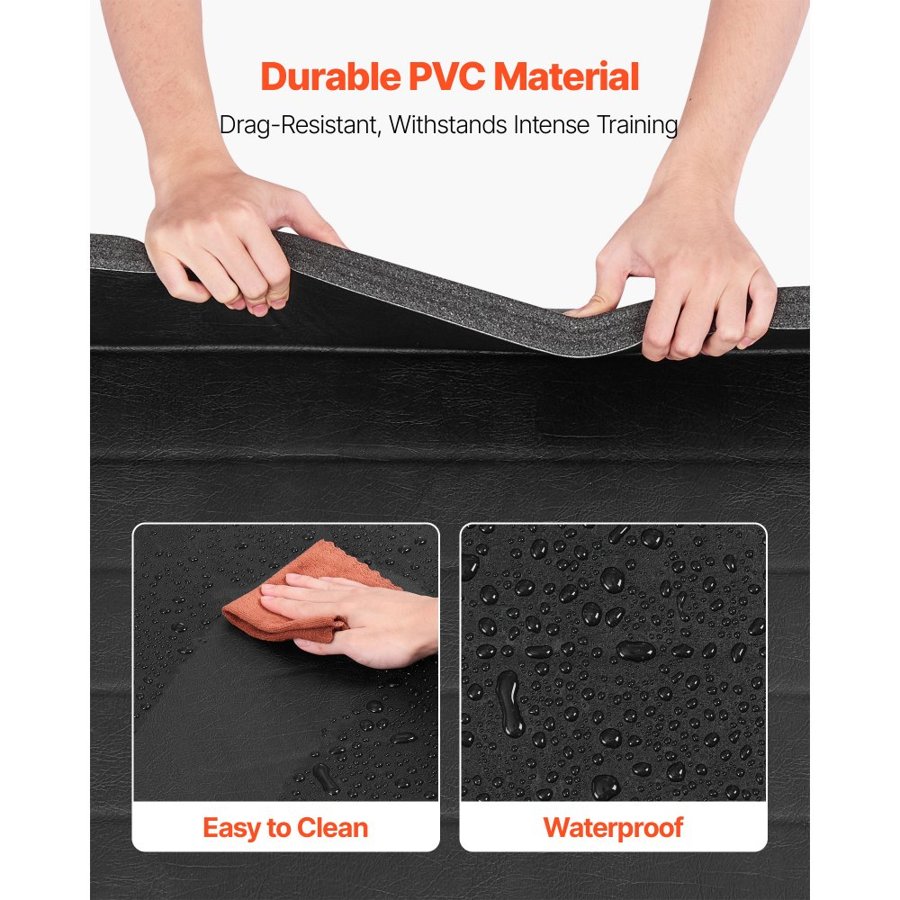 VEVOR 3x1.5m Wrestling Mat, Martial Arts Thick Mat for Home Gym Workouts Exercise, Waterproof PVC Roll-Up Training Mats for Gymnastics, Tatami, Jiu Jitsu BJJ MMA Judo, Boxing, Black