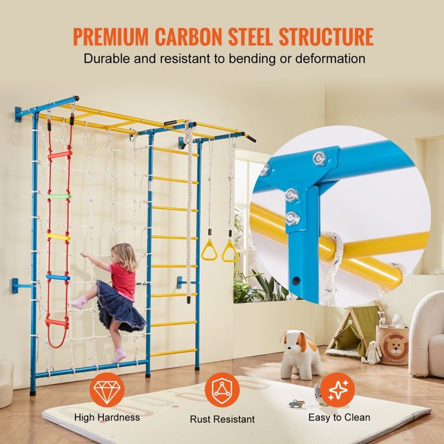 VEVOR Jungle Gym for Toddlers Indoor – 7-in-1 Steel Playset