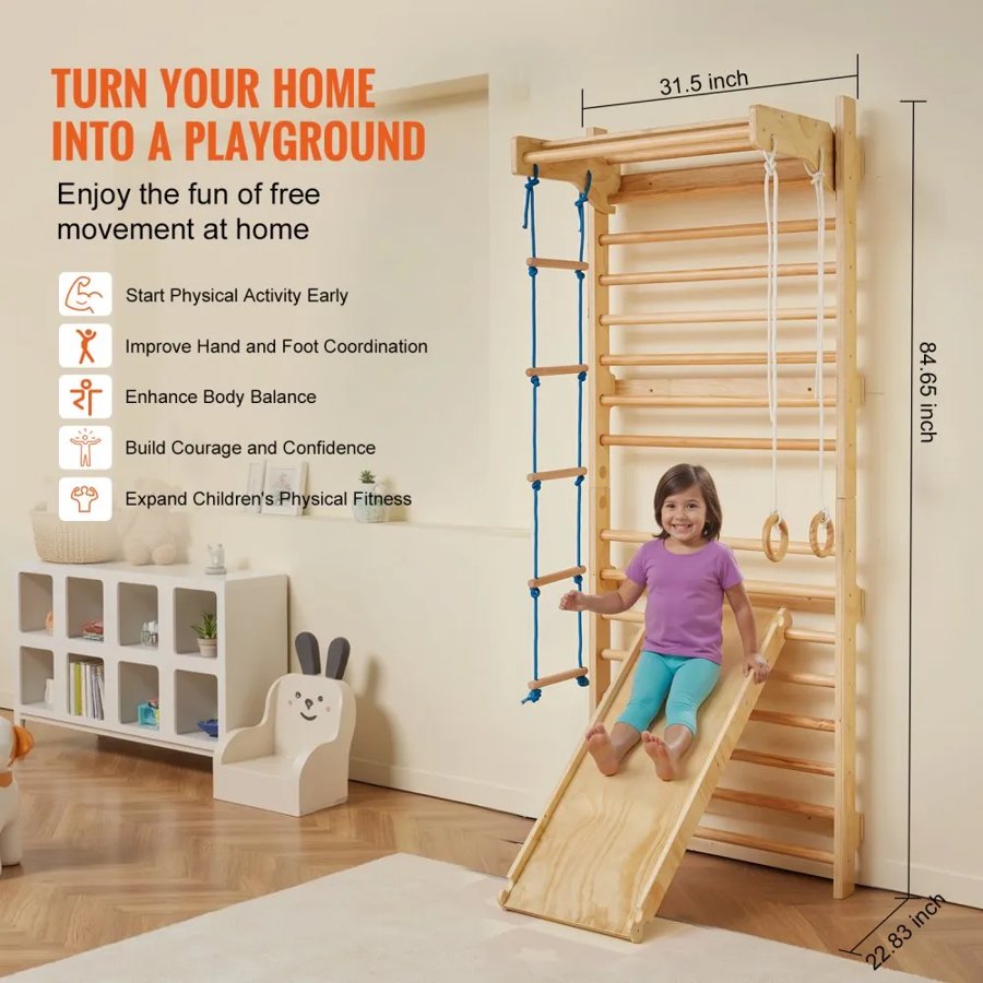 VEVOR Swedish Ladder Wall Set – 15-Level, 5-in-1, 220lbs