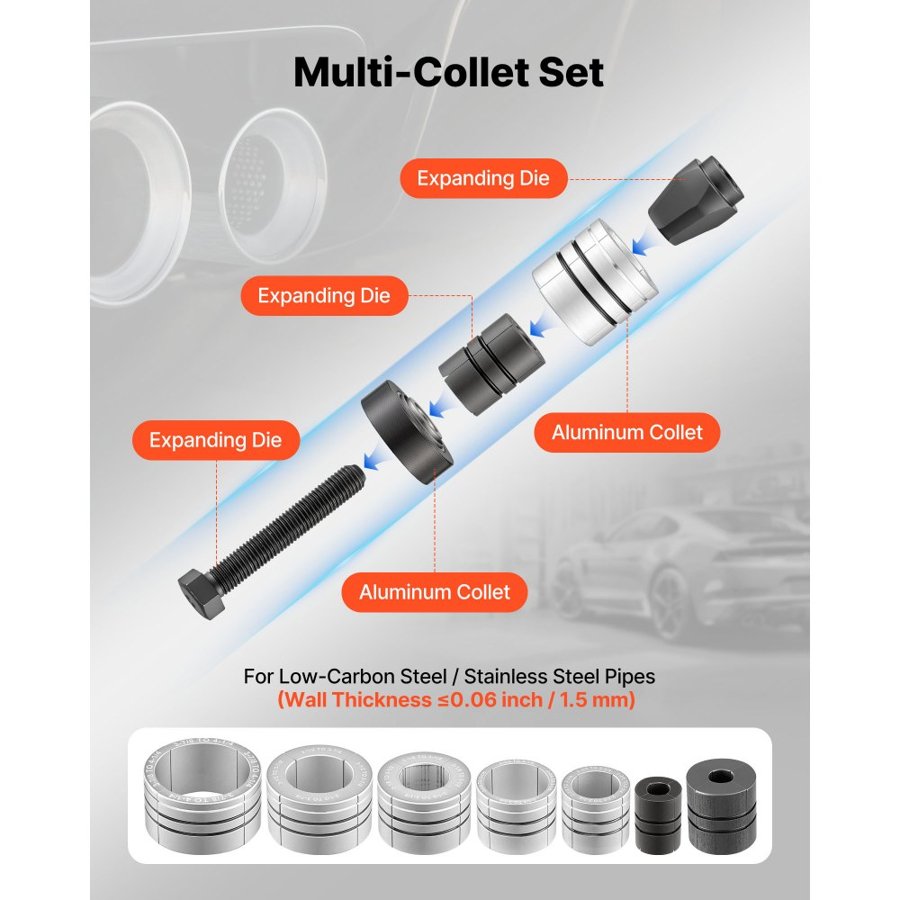 VEVOR Exhaust Pipe Stretcher – 1-5/8"–4-1/4", 7 Collets