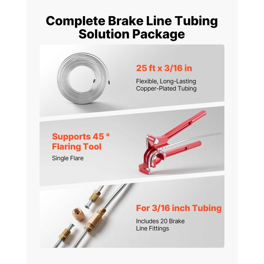 VEVOR Brake Line Flaring Tool Kit – 25FT, 45°, 20 Fittings