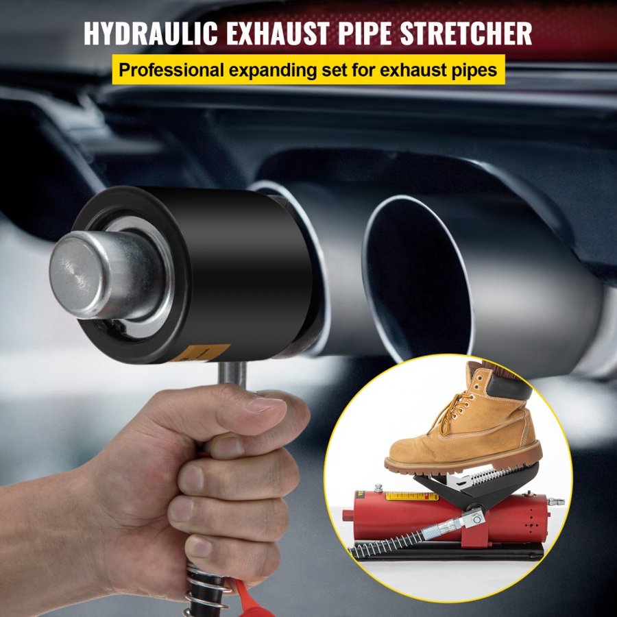 VEVOR Hydraulic Exhaust Pipe Expander, 4.1 to 10.8 cm Size, 10 T Pedal Pump Included with 4 Dies, 2 Storage Cases for Copper Aluminum Tubes in Car Repairing