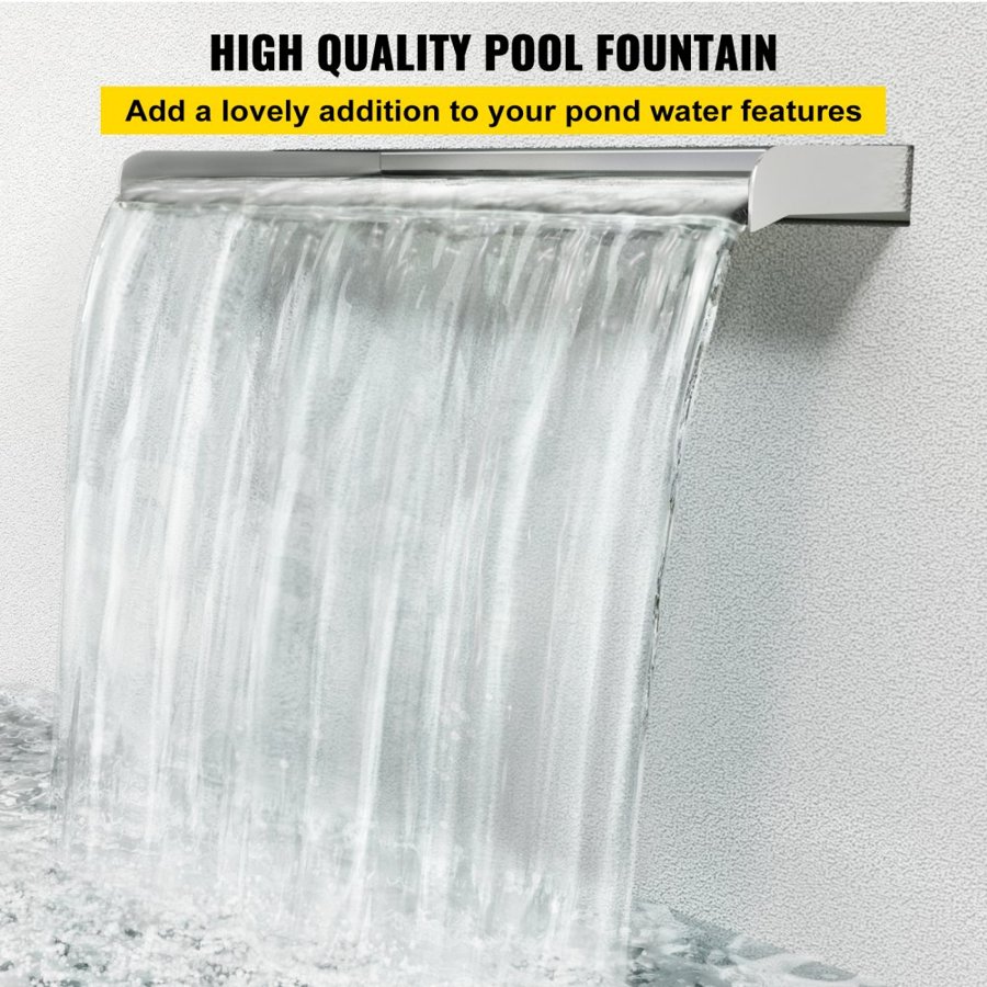 VEVOR 23.6" x 4.5" x 3.1" Stainless Steel Decorative Waterfall Pool Fountain For Garden Pond Indoors And Outdoors