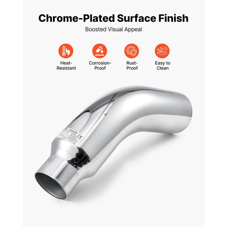VEVOR Chrome Elbow Exhaust Tip – 4"x6", 2mm Wall, 10.8 lbs