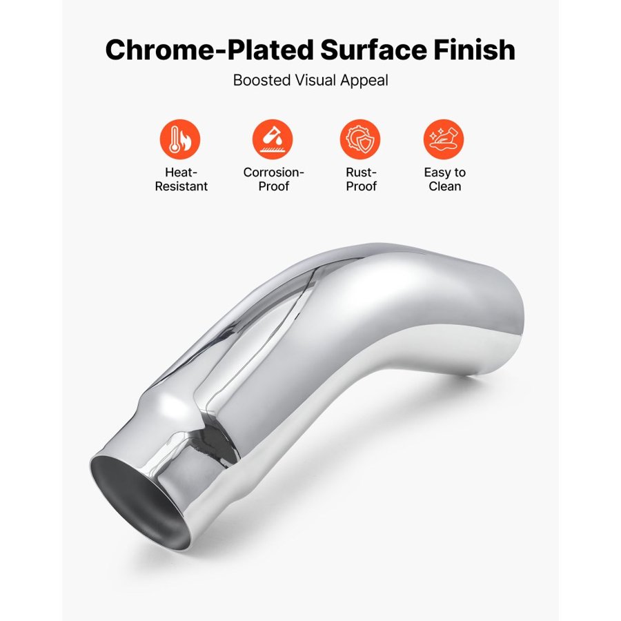 VEVOR 5 to 6 Inch Exhaust Tip Elbow – 23 in Chrome Turn-Down