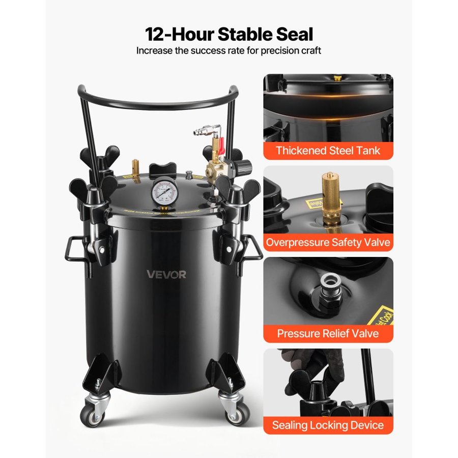 VEVOR Paint Pressure Tank – 20L, 80 PSI, 3 Quick-Connect