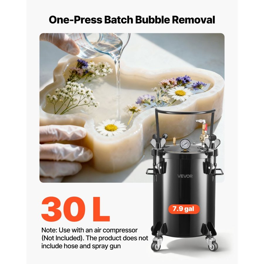 VEVOR Spray Paint Pressure Pot – 30L, 80PSI, 315mm, Manual