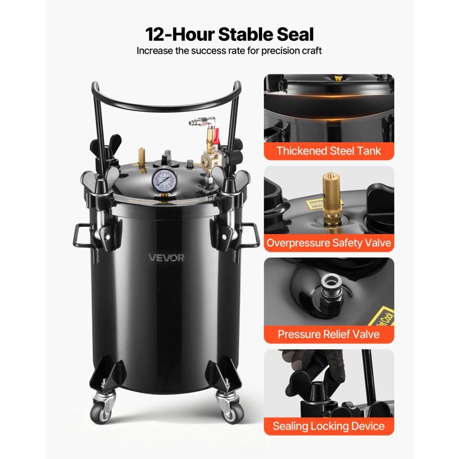 VEVOR Spray Paint Pressure Pot – 30L, 80PSI, 315mm, Manual