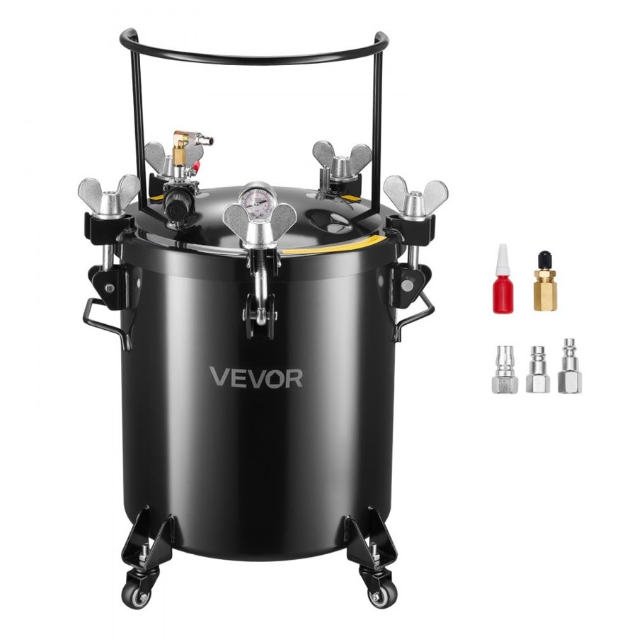 VEVOR Pressure Tank, 40 L Heavy Duty Steel Pressure Pot Tank, with Three Quick-Connect Couplers for Home Use, DIY, Art Creations, Large-Diameter Tanks