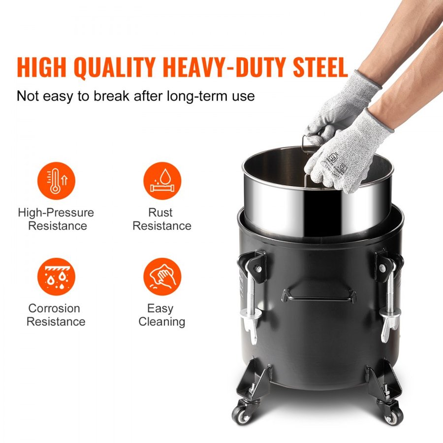 VEVOR Spray Paint Pressure Pot, 20L/5gal Pressure Pot Tank, 70 psi Adjustale Pressure, Steel Pressure Pot Paint Tank with Casters and Leak Repair Sealant, for Home Decor and Industry Painting