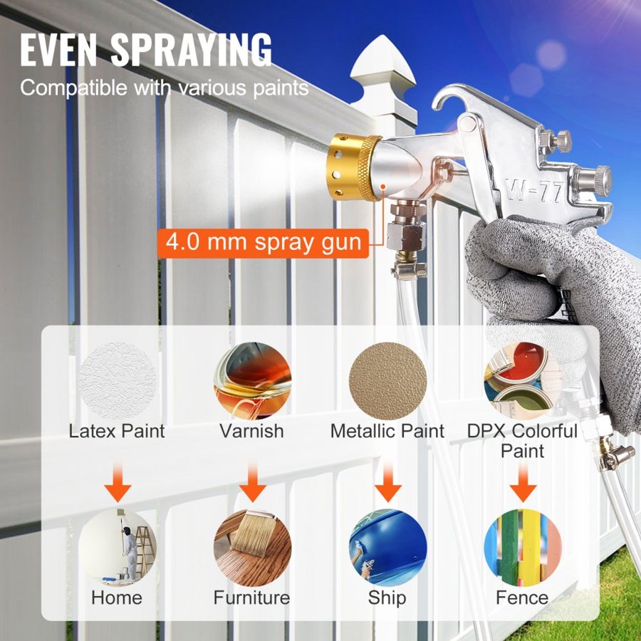 VEVOR Spray Paint Pressure Pot, 30 L/7.5 gal Fully Automatic Stirring Pressure Pot Tank, 70 psi Adjustale Pressure, Pressure Pot Paint Tank with Spray Gun and Hoses, for Home Decor Industry Painting