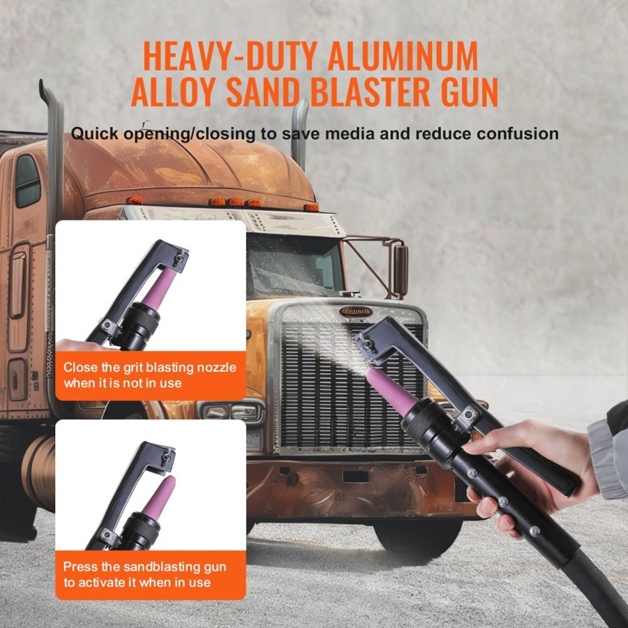 VEVOR 37.9 L Heavy-Duty Sand Blaster 60-110 PSI with 2 Nozzles & 7.5ft/228.6 cm Hose