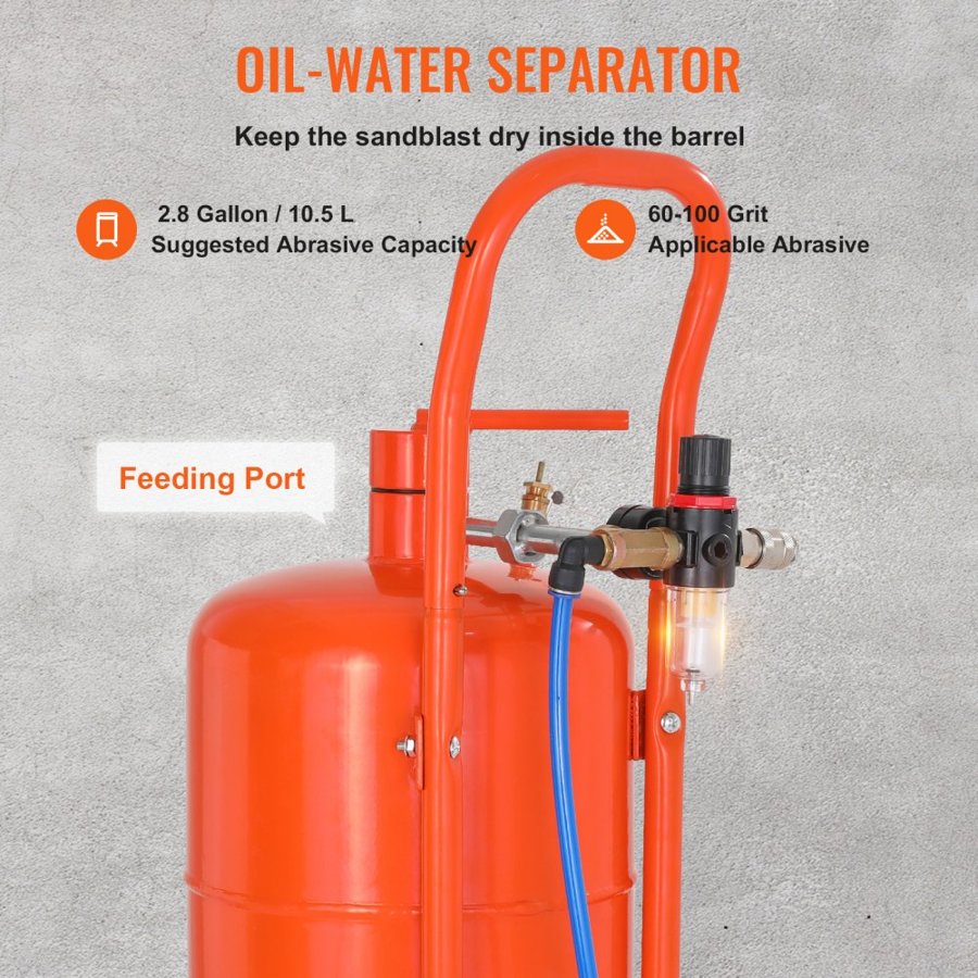 VEVOR 18.9 L Sand Blaster 60-110 PSI High Pressure Sandblaster with 4 Nozzles