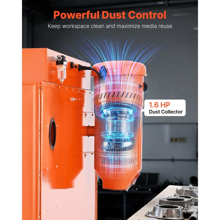 VEVOR Commercial Sandblast Cabinet – 115Gal, 1.6HP, Dual Gun