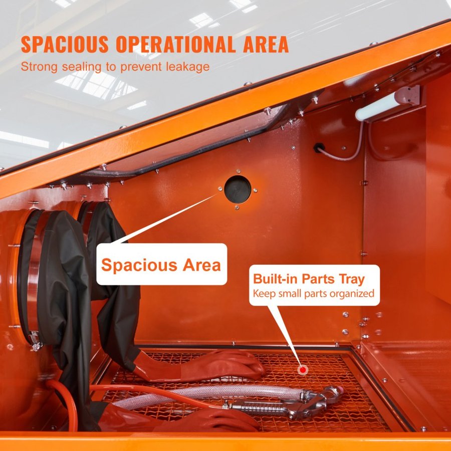 VEVOR 227.1 L Sand Blasting Cabinet with Stand with Blasting Gun & 4 Nozzles