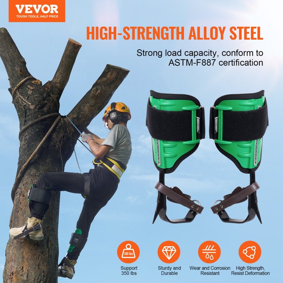 VEVOR Tree Climbing Spurs – 350 LBS, 1 Pair, ASTM-F887
