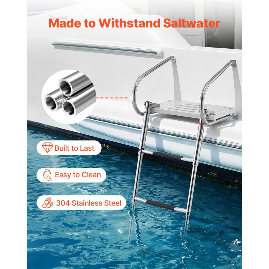 VEVOR Stainless Steel Telescoping Boat Ladder – 304 SS