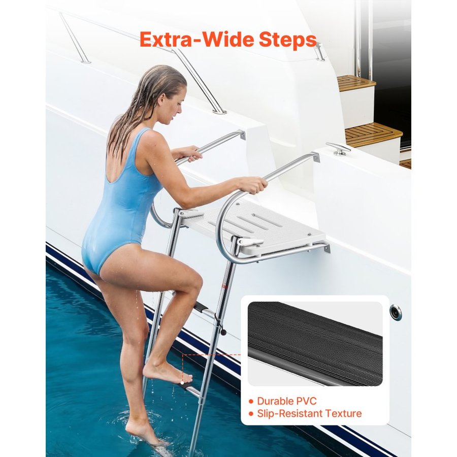 VEVOR Stainless Steel Telescoping Boat Ladder – 304 SS