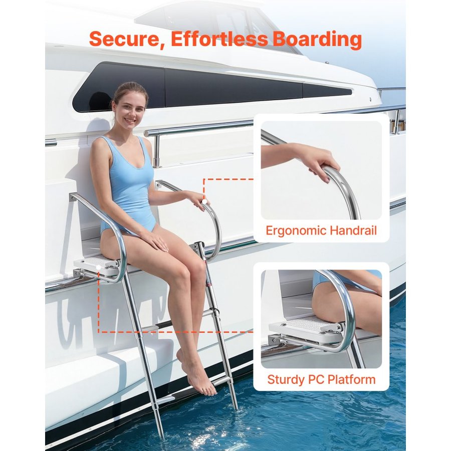 VEVOR Stainless Steel Telescoping Boat Ladder – 304 SS