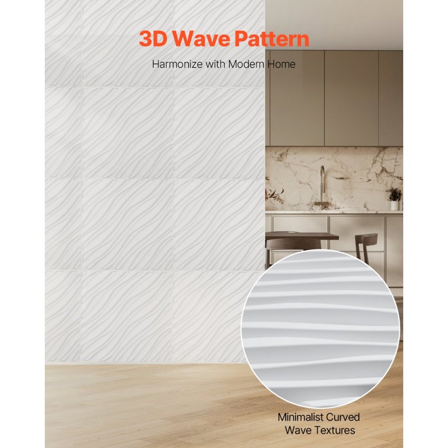 VEVOR Wall Panel for Decor – 3D Modern Wave Interior Panels