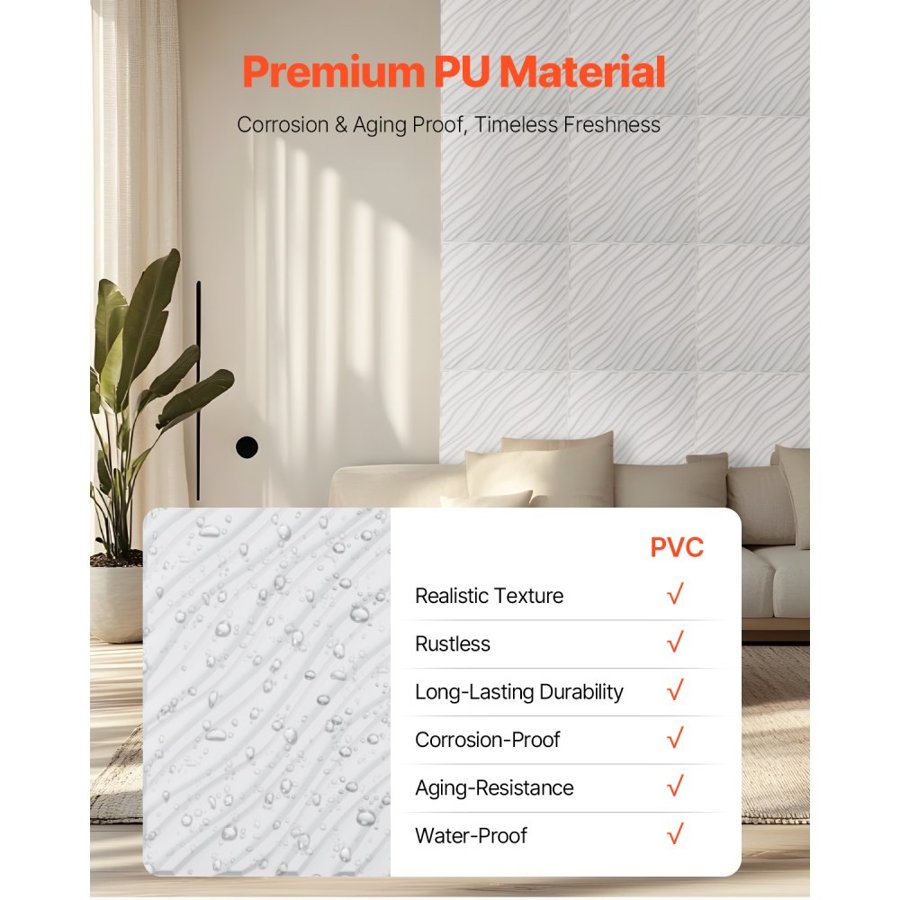 VEVOR Wall Panel for Decor – 3D Modern Wave Interior Panels