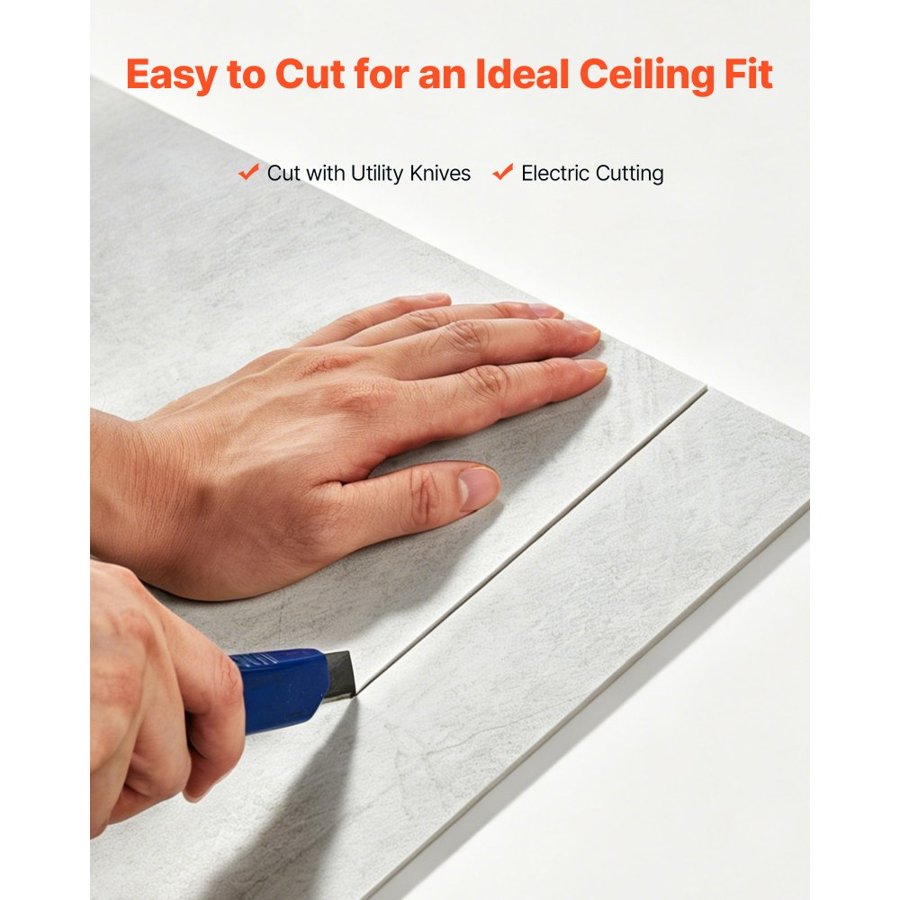 VEVOR PVC Drop Ceiling Tiles – 605 x 605 mm, 12-Pack, 4.9 mm