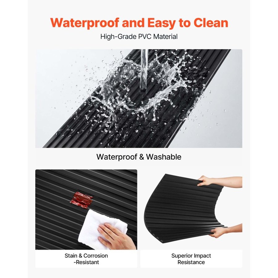 VEVOR 605x1215mm PVC Ceiling Tiles 12-Pack 3D Black Linear Slat Panels, Smooth PVC Sheet for Drop Grid, Impact-Resistant, Paintable Surface, Easy Cut, Modern Decorative Style for Home, Office