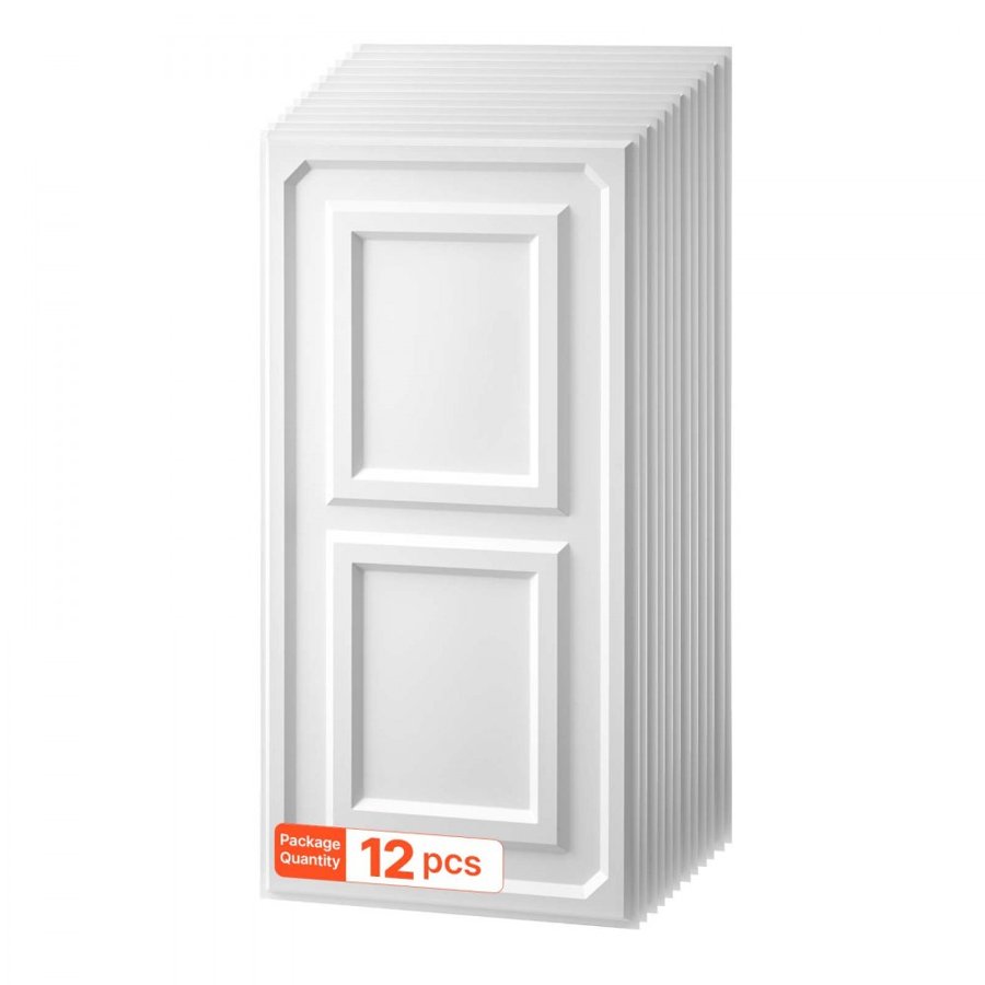 VEVOR 605x1215mm PVC Ceiling Tiles 12-Pack White 3D Textured Accent Panels, Smooth PVC Sheet for Drop Grid, Impact-Resistant, Paintable Surface, Easy Cut, Modern Decorative Style for Home, Office Area