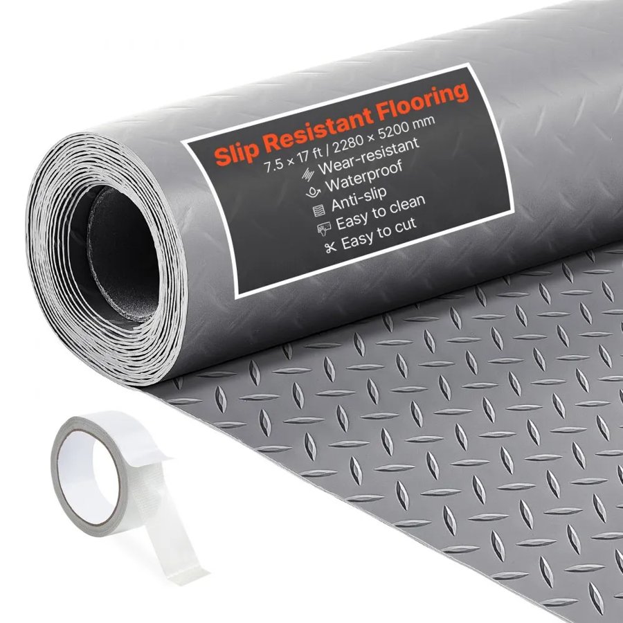 VEVOR Garage Floor Roll Out Mats – 7.5 x 17 ft, 2.2 mm PVC