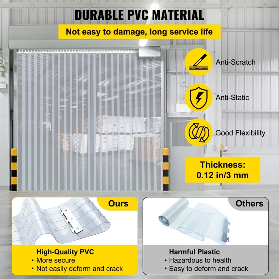 PVC Plastic Door Curtain Smooth Door Bulk Roll Clear 300mm Width x 3mm Thickness x 25m Length