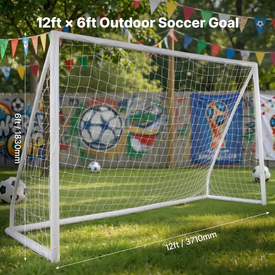VEVOR Portable Soccer Goal, 12x6 ft Soccer Net, Adults Kids Backyard Soccer Net, Large Practice Soccer Net, Youth Training Soccer Goal Set, All-Weather Outdoor Soccer Goals with Carry Bag, 1 Pack