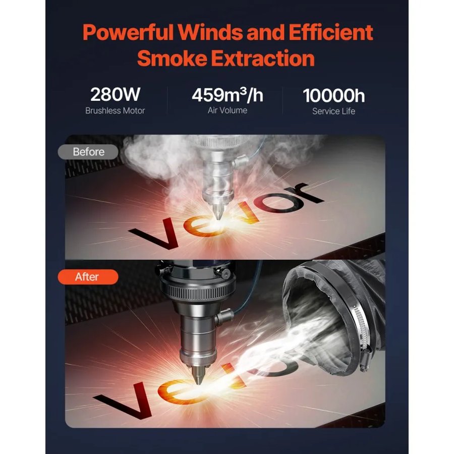 VEVOR Solder Fume Extractor, 459 m³/h Strong Suction Soldering Smoke Absorber with 280W Brushless Motor, 4-Stage Filters, 10-Speed & Remote Control Smoke Purifier for Soldering, Engraving, DIY Welding