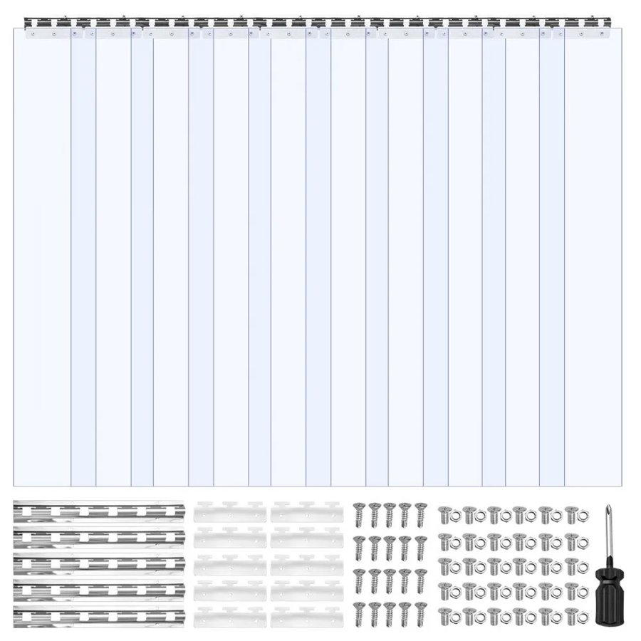 VEVOR Clear PVC Strip Curtain, 2.1 m Height x 1.5 m Width x 2 mm Thickness, 10 PCS Walk in Freezer Cooler Curtain Strips, Smooth Waterproof Plastic Door Strips for Warehouse, Freezer, Garage Doors