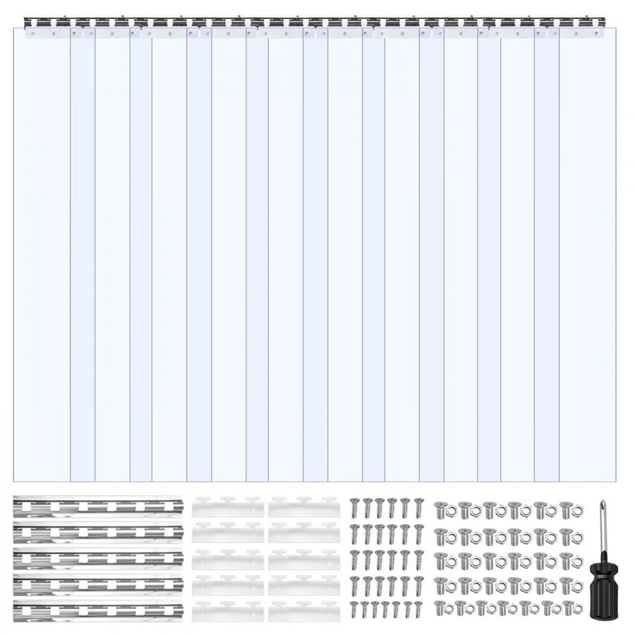 VEVOR Clear Flexible PVC Door Strip Curtain - 96"×60", 0.08"