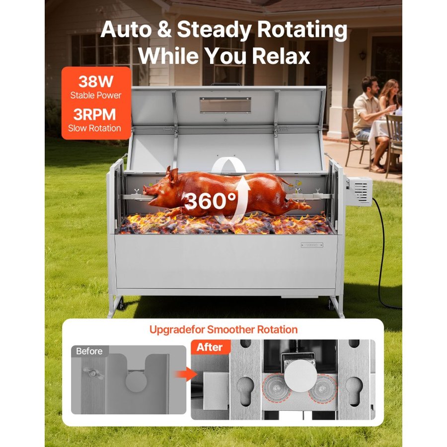 VEVOR Pig Roaster Rotisserie – 38W, 132LBS, 46", SUS304