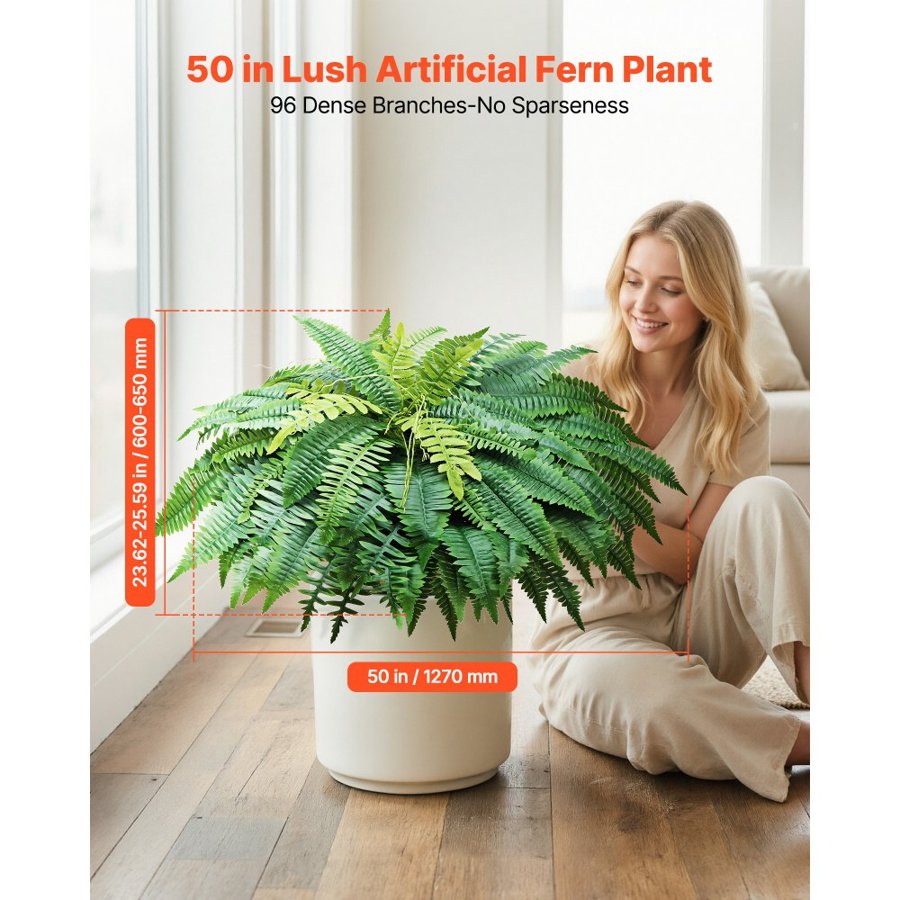 VEVOR Artificial Boston Fern Plant – 50 in, 96 Fronds