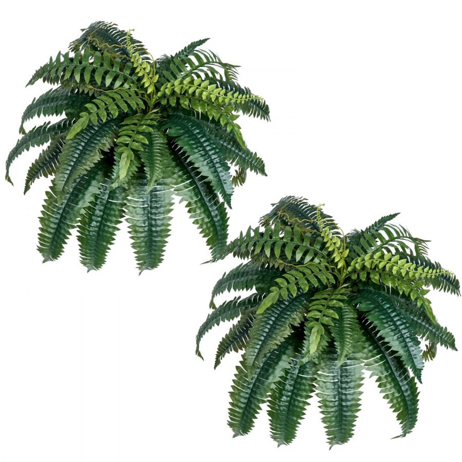 VEVOR Artificial Ferns 2 Pcs, Natural Spread Diameter 35-39 Inch, Large Hanging Artificial Boston Ferns, Fake Plant Wall Decor with 35 Branches, Faux Fern for Home and Office (Flowerpot Unincluded)