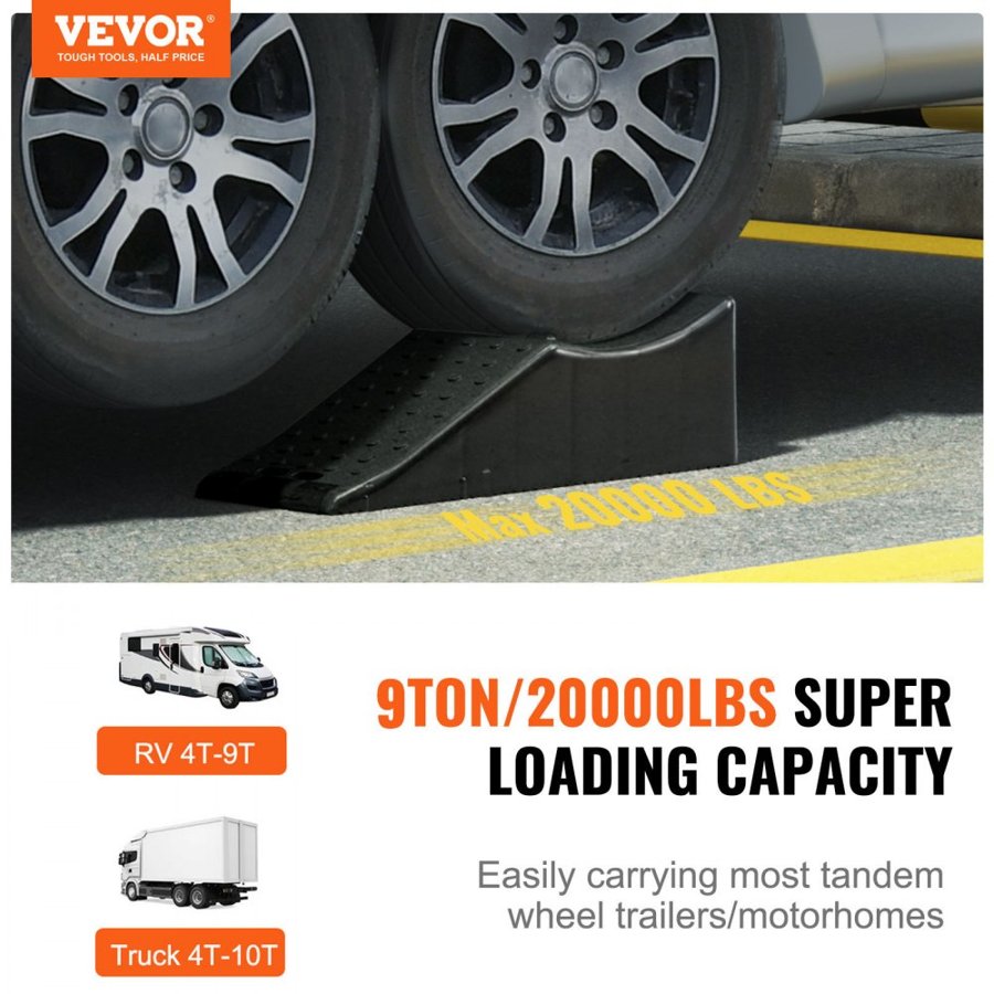 VEVOR Car Ramp, 1 Piece Low Profile Car Service Ramp, 9071.8 kg Loading Capacity, 14 cm Lift Height Car Ramp, Heavy Duty Tire Ramp for Oil Changes Car Lift and Vehicle Maintenance
