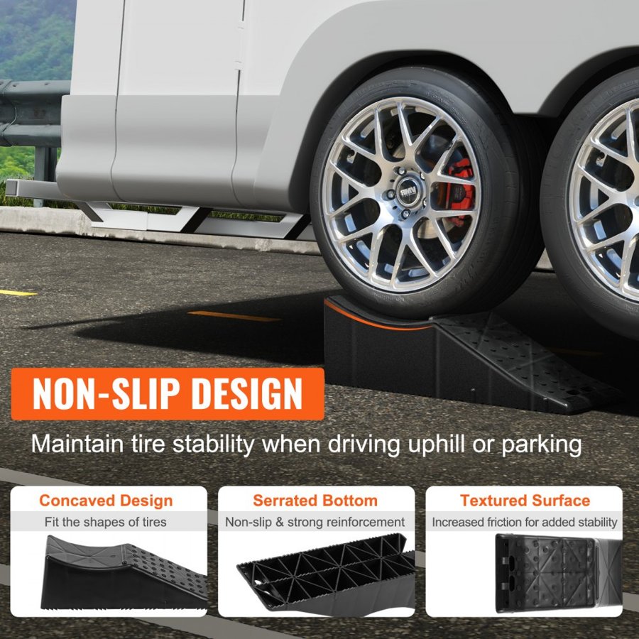 VEVOR Car Ramp, 1 Piece Low Profile Car Service Ramp, 9071.8 kg Loading Capacity, 14 cm Lift Height Car Ramp, Heavy Duty Tire Ramp for Oil Changes Car Lift and Vehicle Maintenance