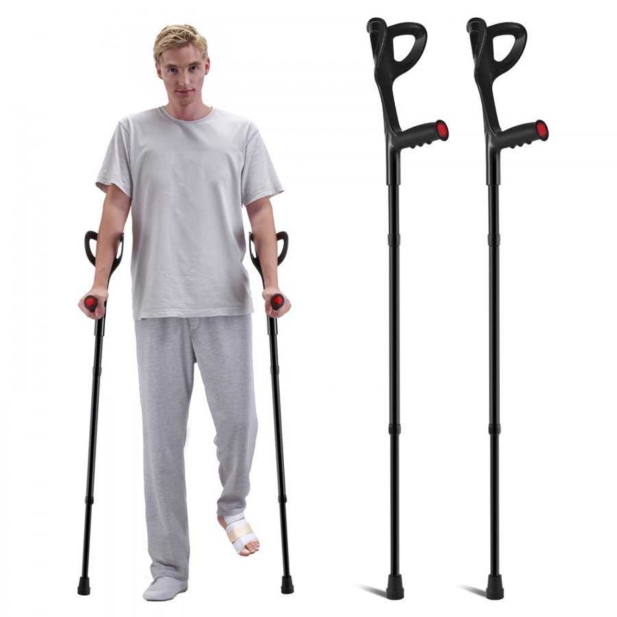 VEVOR Folding Forearm Crutches – 1 Pair, 350 lbs Max Weight