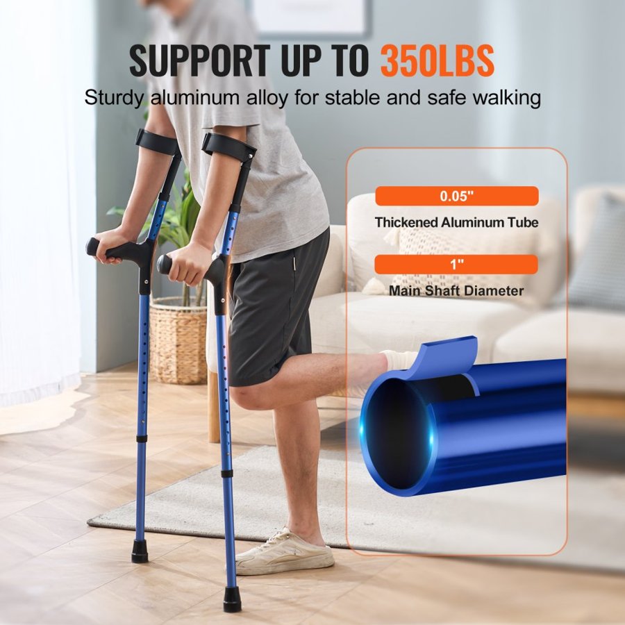 VEVOR Crutches For Walking - 11 Level Height Adjustment