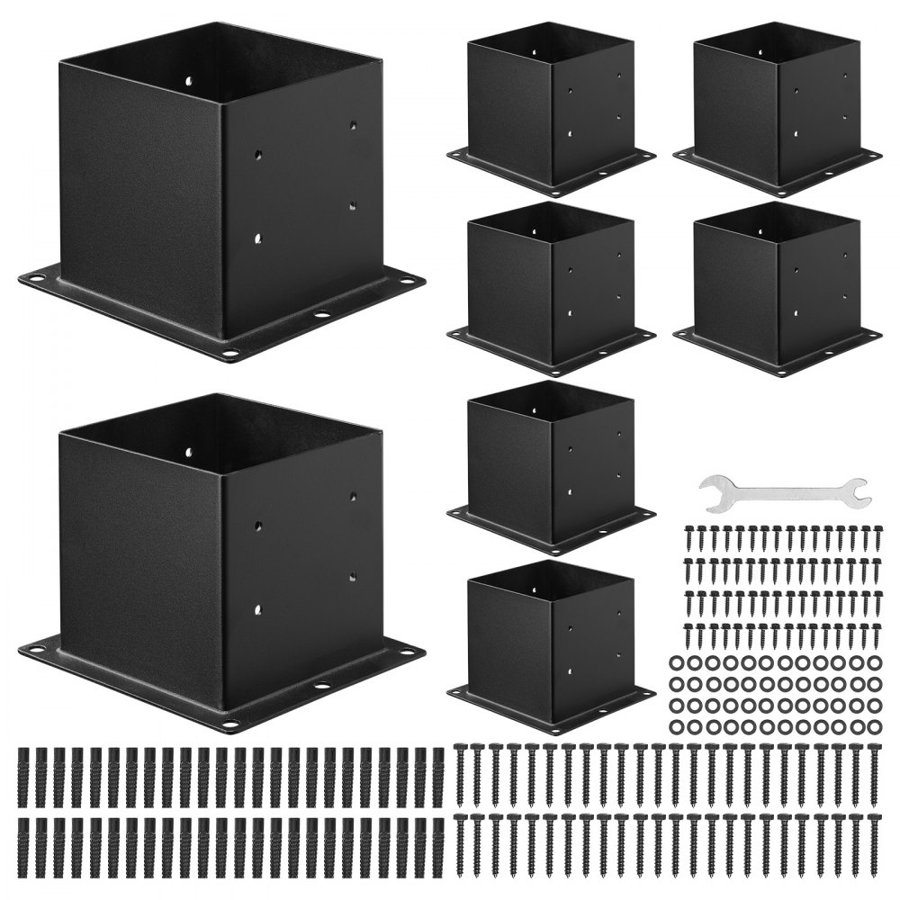 VEVOR 4x4 Post Base – 8 Pcs, 3.6x3.6 inch, 0.08 inch Thick
