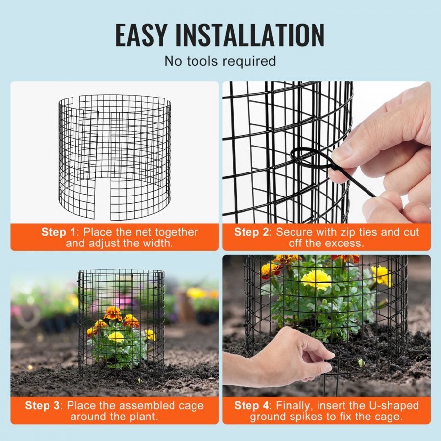 VEVOR Chicken Wire Plant Cages – 12.6''×14'', Metal Guard