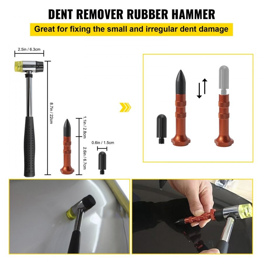 VEVOR Rods Dent Removal Kit, 20 Pcs Paintless Dent Repair Rods, Stainless Steel Dent Rods, Whale Tail Dent Repair Tools, Professional Hail Dent Removal Tool For Minor Dents, Door Dings And Hail Damage