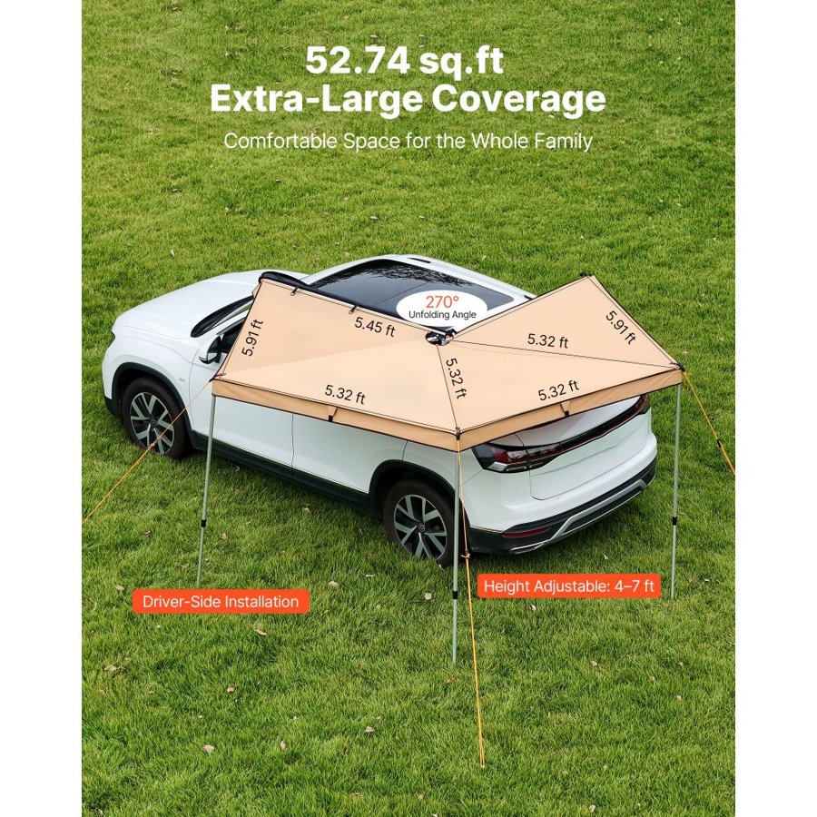 VEVOR 270 Degree Awning – 52 Sq Ft, UV50+, 3-5 Min Setup