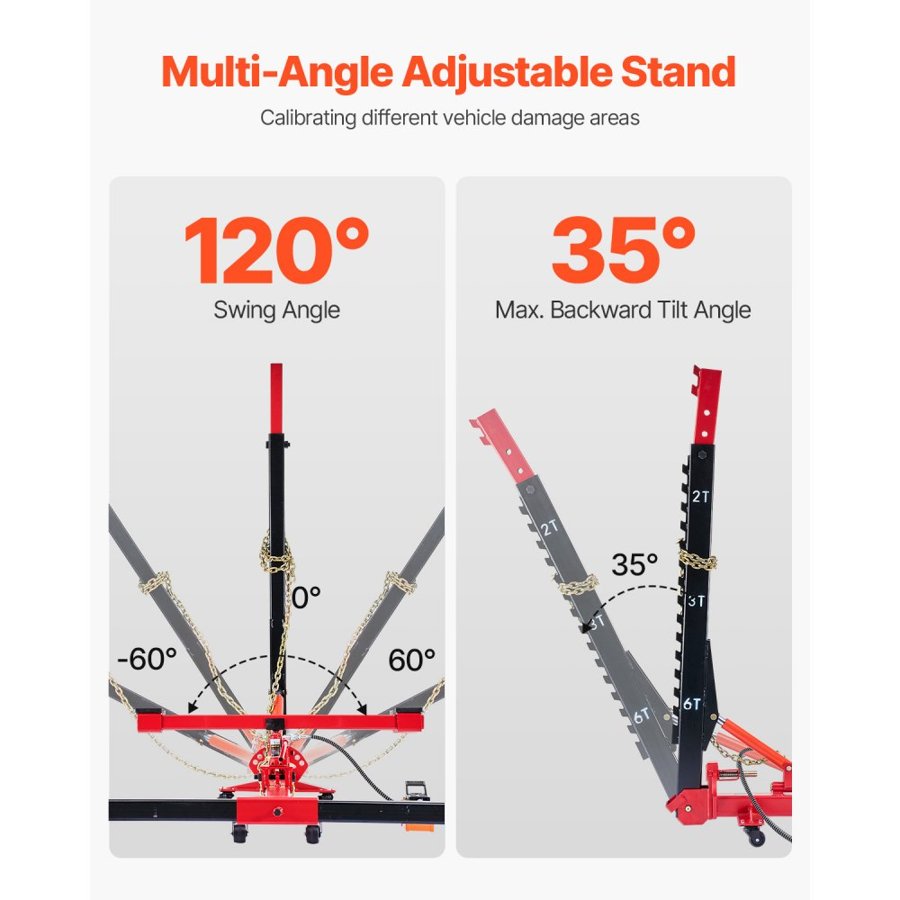 VEVOR Auto Body Frame Puller Straightener, 6T Tension Car Body Repair Equipment with 3T Airbag Jack & 6000PSI Hydraulic Foot Pump, Include 16 Straightening Tools, for Auto Repair Shop Sedan SUV Pickup
