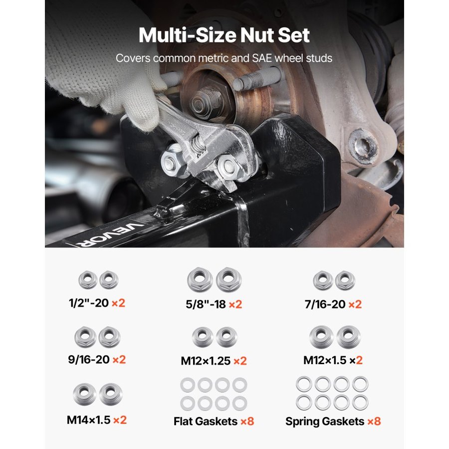 VEVOR Wheel Hub Removal Tool – 5, 6, 8 Lug Hubs, M12 x 1.25