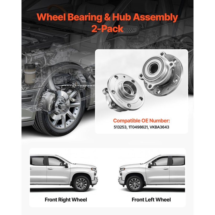 VEVOR Front Wheel Hub Bearing Assembly – 2 Pack Set, OEM