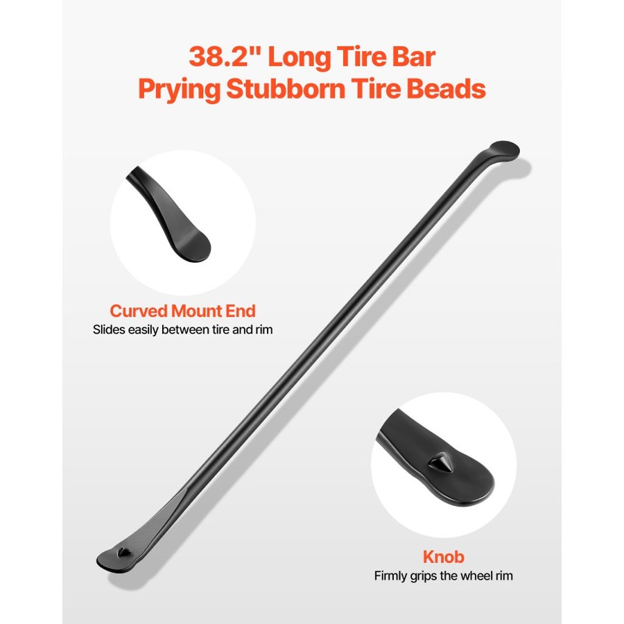 VEVOR Tire Bars, 2 PCS, 970 mm Tire Mount and Demount Iron, Heavy Duty Alloy Steel Mounting Tools, Professional Changing Removal Tools for Truck, Semi Truck, Off-Road Vehicle, Light-Duty Van, Black