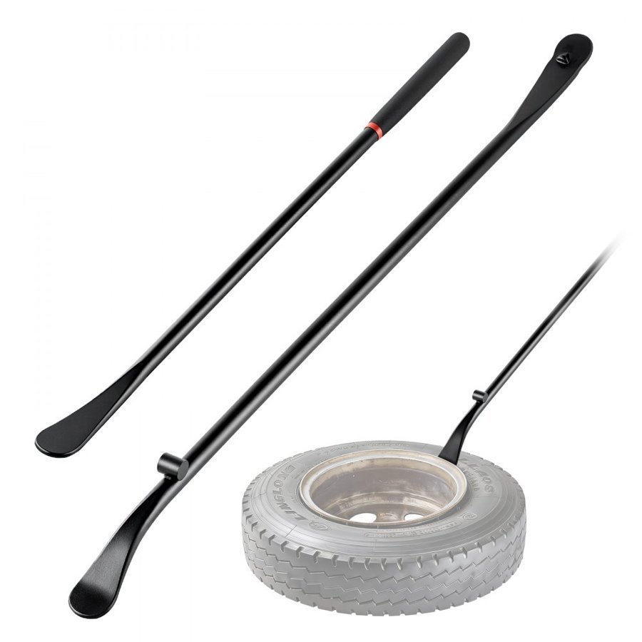 VEVOR Tire Bars, 2 PCS, 970 mm Tire Mount and Demount Iron & 765 mm Mt and Demount Spoon Bar, Heavy Duty Solid Alloy Steel Changing Tools for Truck, Semi Truck, Off-Road Vehicle, Bus, Tractor, Black